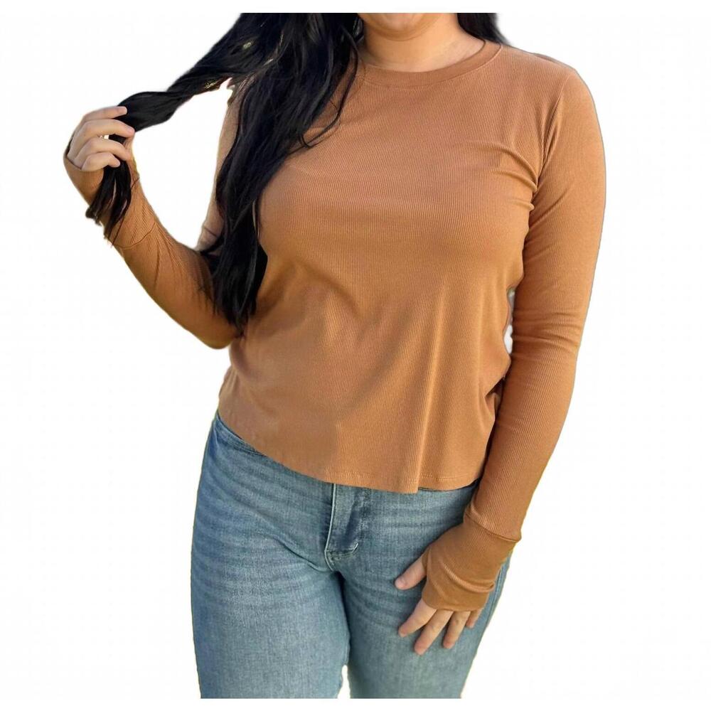 NEW SOUTHERN GRACE the rhonda long sleeve top in mocha